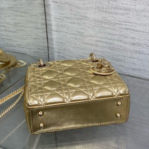 CD Lady Dior 17cm Bag Gold Lambskin