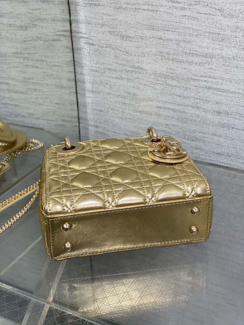 CD Lady Dior 17cm Bag Gold Lambskin