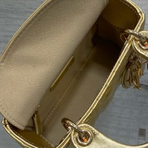 CD Lady Dior 17cm Bag Gold Lambskin