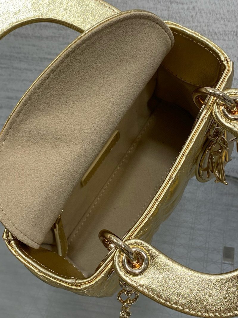 CD Lady Dior 17cm Bag Gold Lambskin