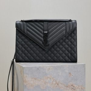 YSL Envelope Chain Large Bag 31cm Black Cowhide