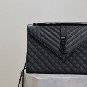 YSL Envelope Chain Large Bag 31cm Black Cowhide