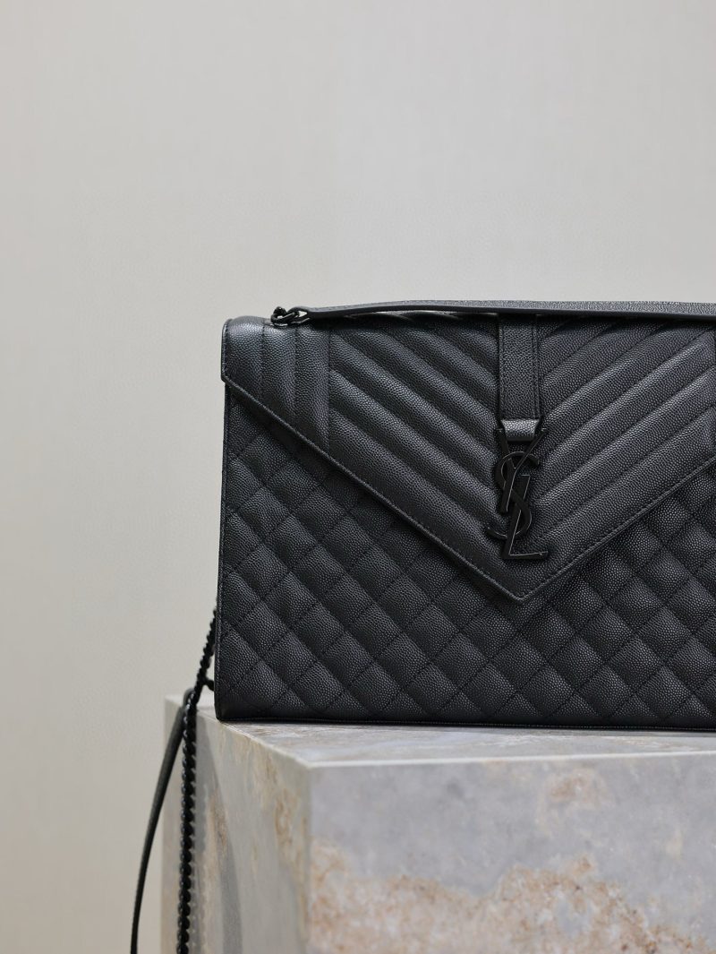 YSL Envelope Chain Large Bag 31cm Black Cowhide