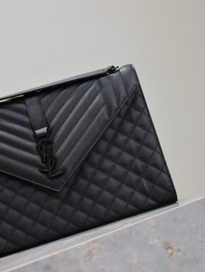 YSL Envelope Chain Large Bag 31cm Black Cowhide