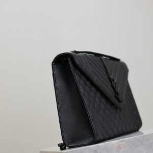 YSL Envelope Chain Large Bag 31cm Black Cowhide