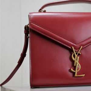 YSLCassandra Top Handle Bag Medium 25cm Red Cowhide GHW