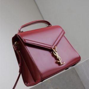 YSLCassandra Top Handle Bag Medium 25cm Red Cowhide GHW