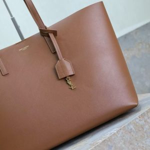 YSL 2025 Tote 38cm Bag Brown Smooth Leather