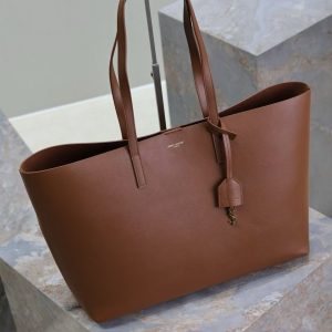 YSL 2025 Tote 38cm Bag Brown Smooth Leather