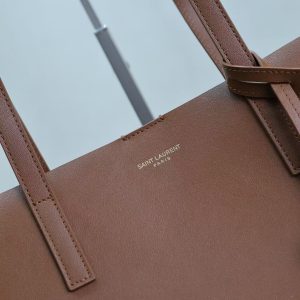 YSL 2025 Tote 38cm Bag Brown Smooth Leather