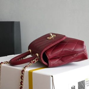CC Clutch Top Handle 14.5cm Dark Red Grained Calfskin