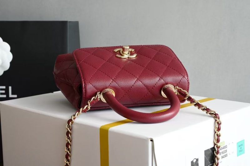 CC Clutch Top Handle 14.5cm Dark Red Grained Calfskin