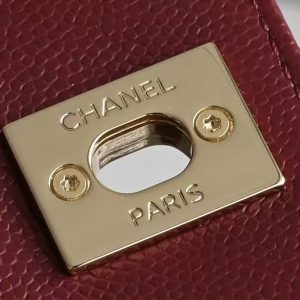 CC Clutch Top Handle 14.5cm Dark Red Grained Calfskin