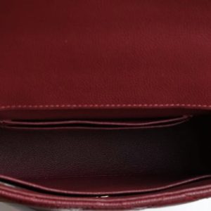 CC Clutch Top Handle 14.5cm Dark Red Grained Calfskin