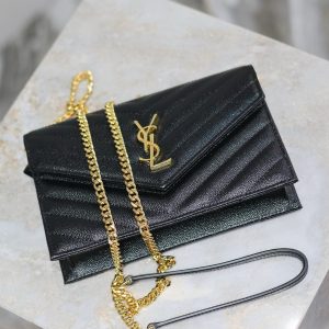 YSL WOC Small Envelope Bag 19cm Black Caviar GHW