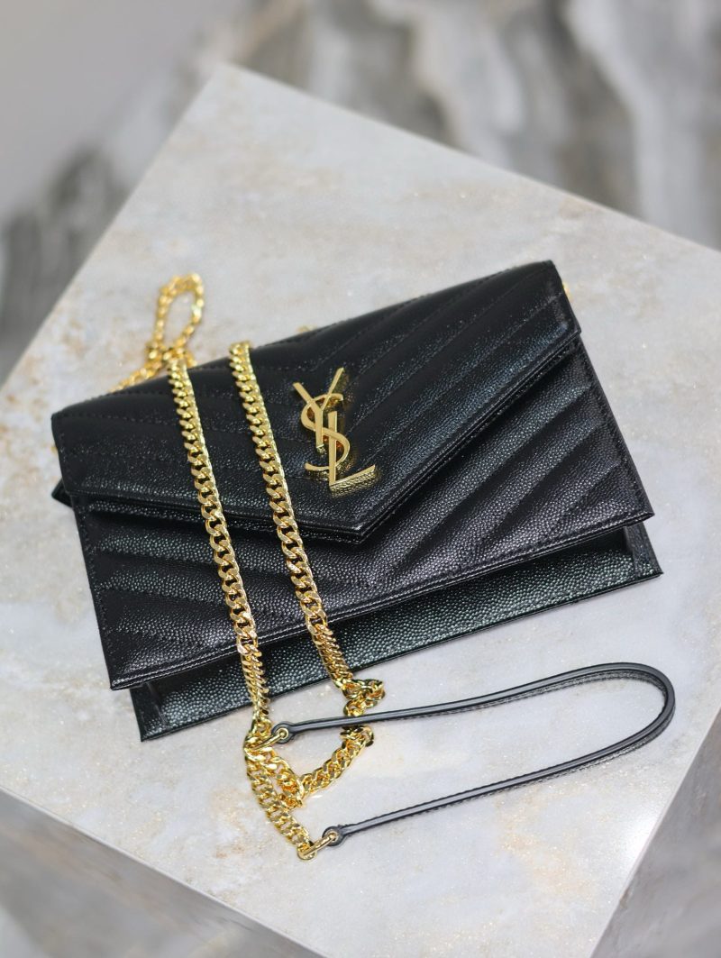 YSL WOC Small Envelope Bag 19cm Black Caviar GHW