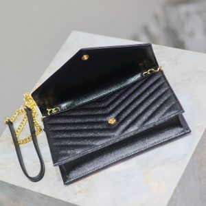 YSL WOC Small Envelope Bag 19cm Black Caviar GHW