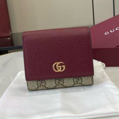 Gucci Marmont 12cm Wallet Ebony mix Rosso Ancora Red Canvas Leather