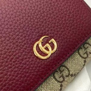 Gucci Marmont 12cm Wallet Ebony mix Rosso Ancora Red Canvas Leather