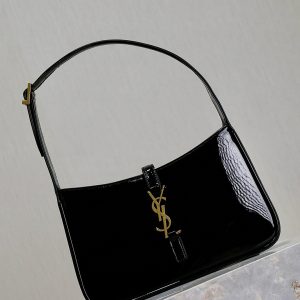 YSL 2025 Le5A7 Bag 25cm Black Gold Patent Leather