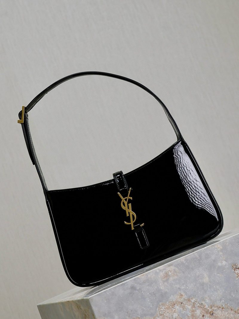 YSL 2025 Le5A7 Bag 25cm Black Gold Patent Leather