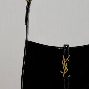 YSL 2025 Le5A7 Bag 25cm Black Gold Patent Leather
