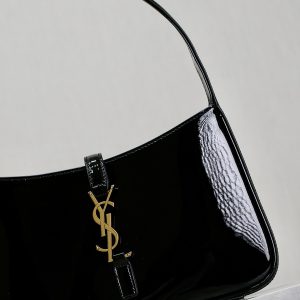 YSL 2025 Le5A7 Bag 25cm Black Gold Patent Leather
