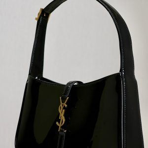 YSL 2025 Le5A7 Bag 25cm Black Gold Patent Leather