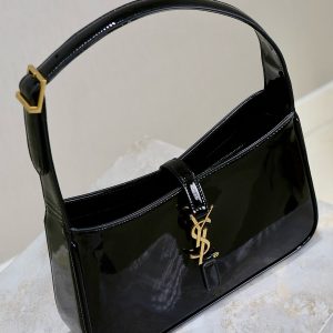 YSL 2025 Le5A7 Bag 25cm Black Gold Patent Leather