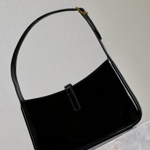 YSL 2025 Le5A7 Bag 25cm Black Gold Patent Leather