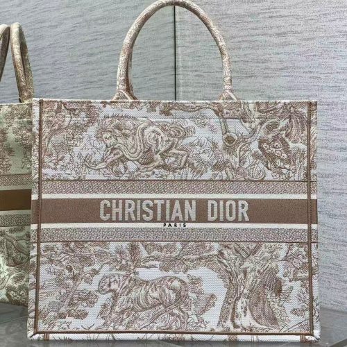CD 2025 Book Tote 41cm Bag Brown White Canvas