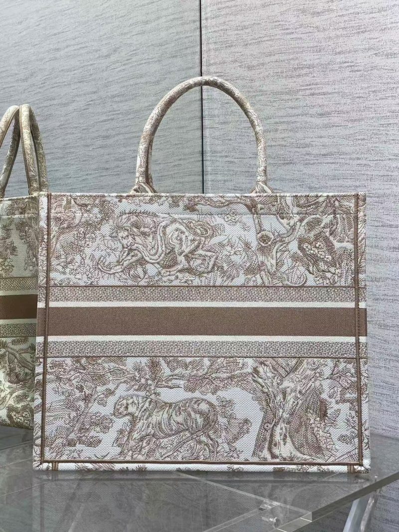 CD 2025 Book Tote 41cm Bag Brown White Canvas