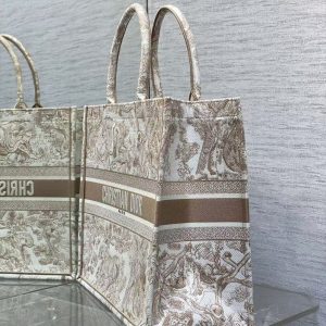 CD 2025 Book Tote 41cm Bag Brown White Canvas