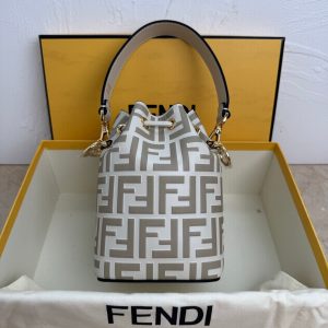 MON TRESOR 18 IN BEIGE WHITE CANVAS WITH FF MOTIF EMBROIDERED