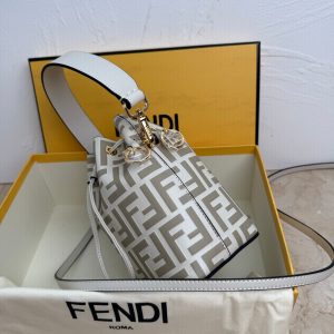 MON TRESOR 18 IN BEIGE WHITE CANVAS WITH FF MOTIF EMBROIDERED