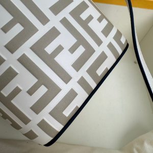 MON TRESOR 18 IN BEIGE WHITE CANVAS WITH FF MOTIF EMBROIDERED