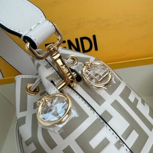 MON TRESOR 18 IN BEIGE WHITE CANVAS WITH FF MOTIF EMBROIDERED