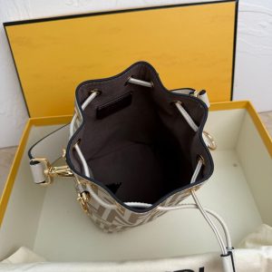 MON TRESOR 18 IN BEIGE WHITE CANVAS WITH FF MOTIF EMBROIDERED