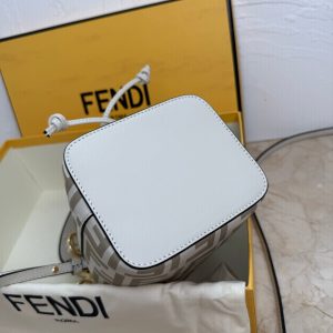 MON TRESOR 18 IN BEIGE WHITE CANVAS WITH FF MOTIF EMBROIDERED