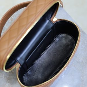 YSL Gaby Mini Vanity 18 Brown Lambskin Gold Hardware