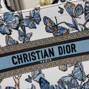 CD 2025 Butterfly Book Tote Blue White Canvas