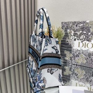 CD 2025 Butterfly Book Tote Blue White Canvas