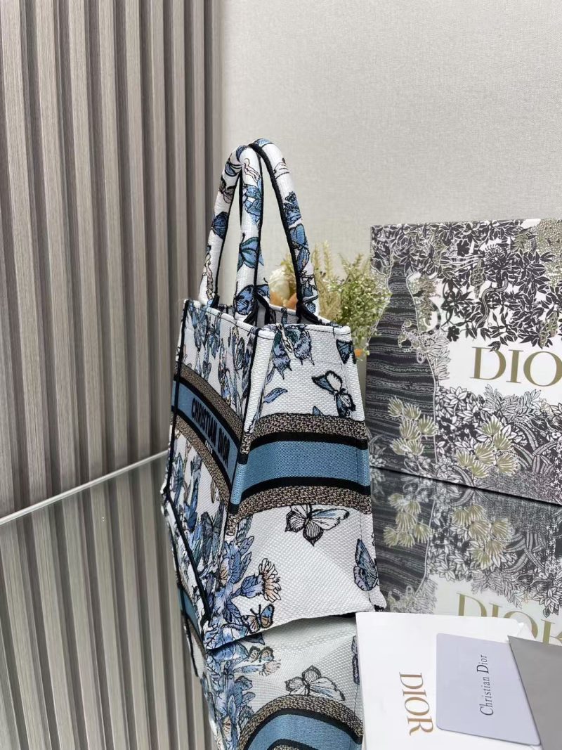 CD 2025 Butterfly Book Tote Blue White Canvas