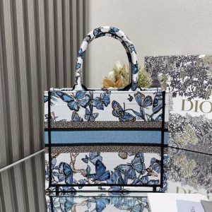 CD 2025 Butterfly Book Tote Blue White Canvas