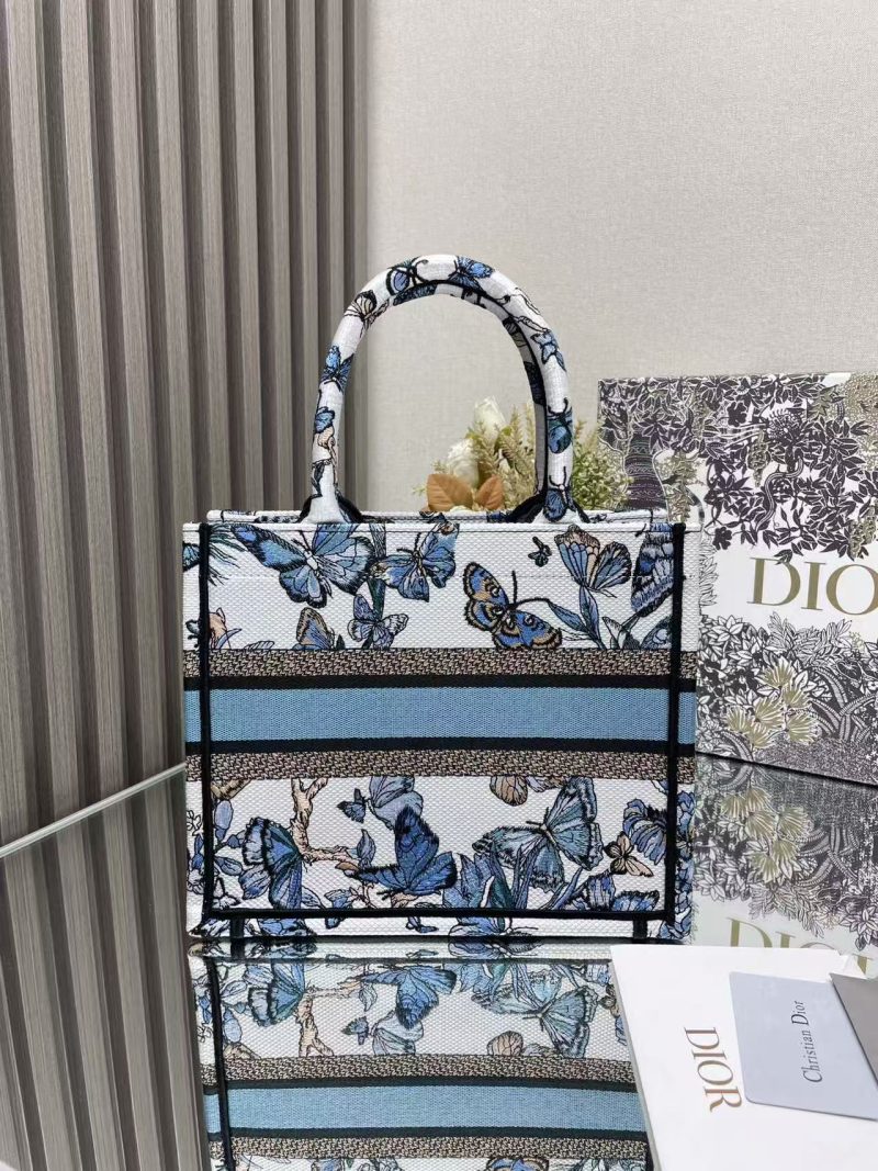 CD 2025 Butterfly Book Tote Blue White Canvas