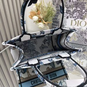 CD 2025 Butterfly Book Tote Blue White Canvas