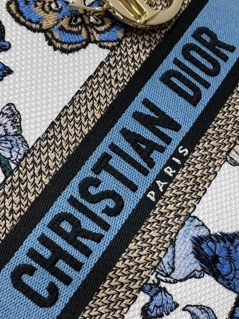 CD 2025 Butterfly Book Tote Blue White Canvas