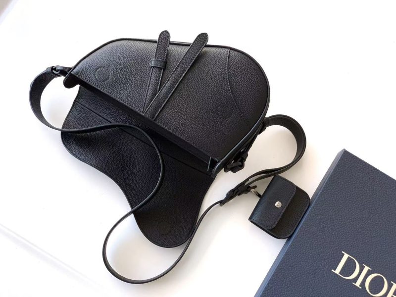Image_20251217142149_7062_4 Christian Dior 2025 Saddle Bag 26cm Black Grained Calfskin