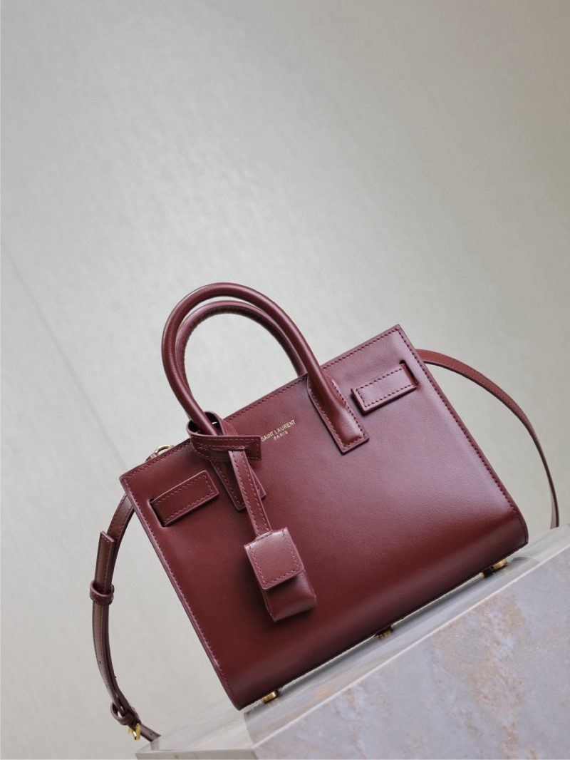 Saint Laurent Sac De Jour Nano Tote Bag Burgundy Calfskin