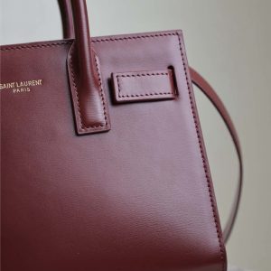 Saint Laurent Sac De Jour Nano Tote Bag Burgundy Calfskin